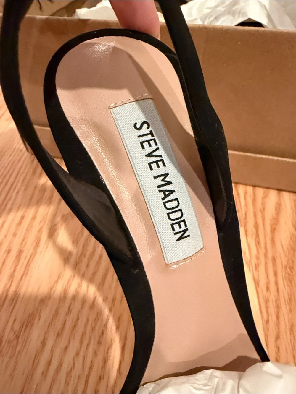 Steve Madden Black Suede High Heel Slingback Sandal